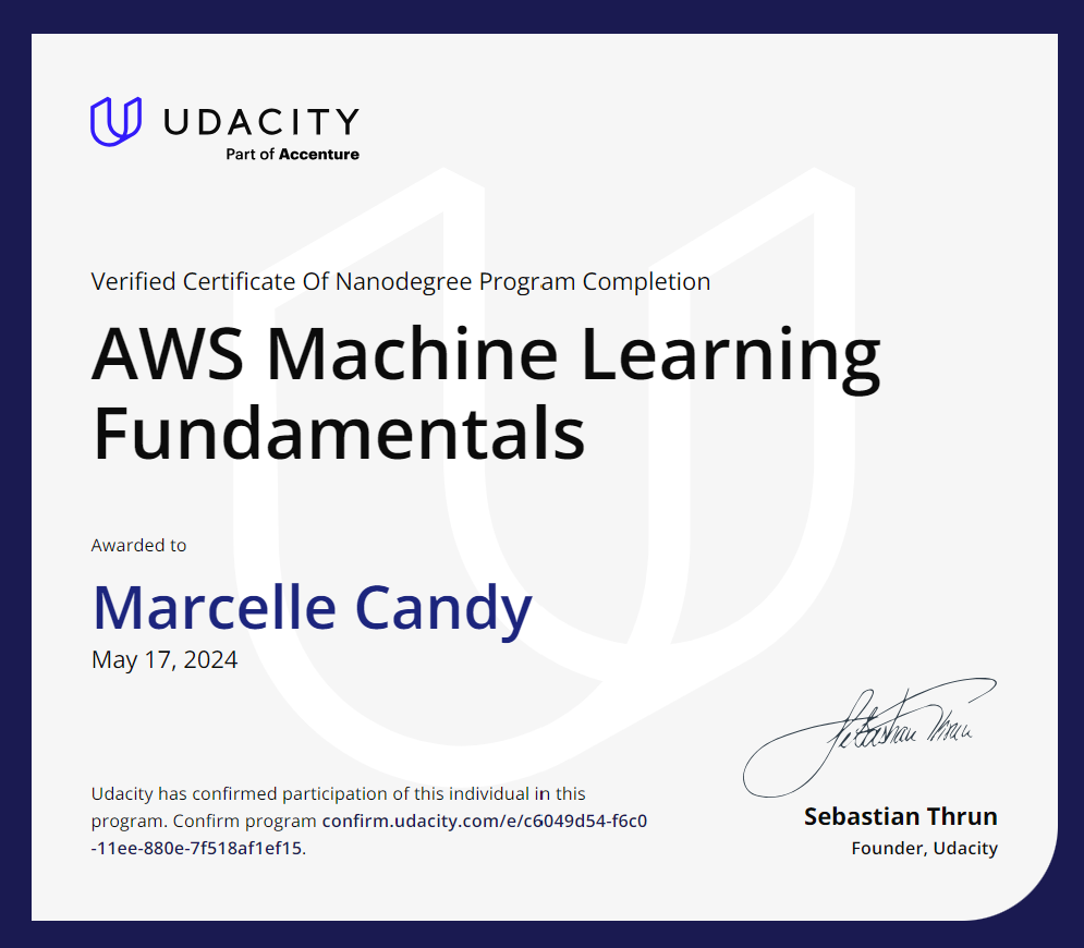 AWS Machine Learning Fundamentals - AWS Scholarship Programme